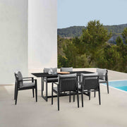 Cayman Outdoor Patio 7-Piece Dining Table Set in Aluminum with Gray Cushions - Furniture City (CA)l