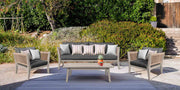 Condesa 4 Piece Outdoor Patio Furniture Set in Acacia Wood and Rope with Charcoal Cushions - Furniture City (CA)l