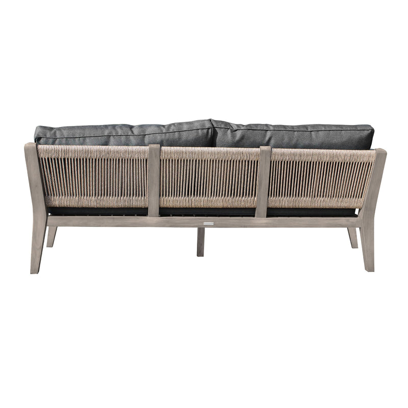 Condesa 4 Piece Outdoor Patio Furniture Set in Acacia Wood and Rope with Charcoal Cushions - Furniture City (CA)l