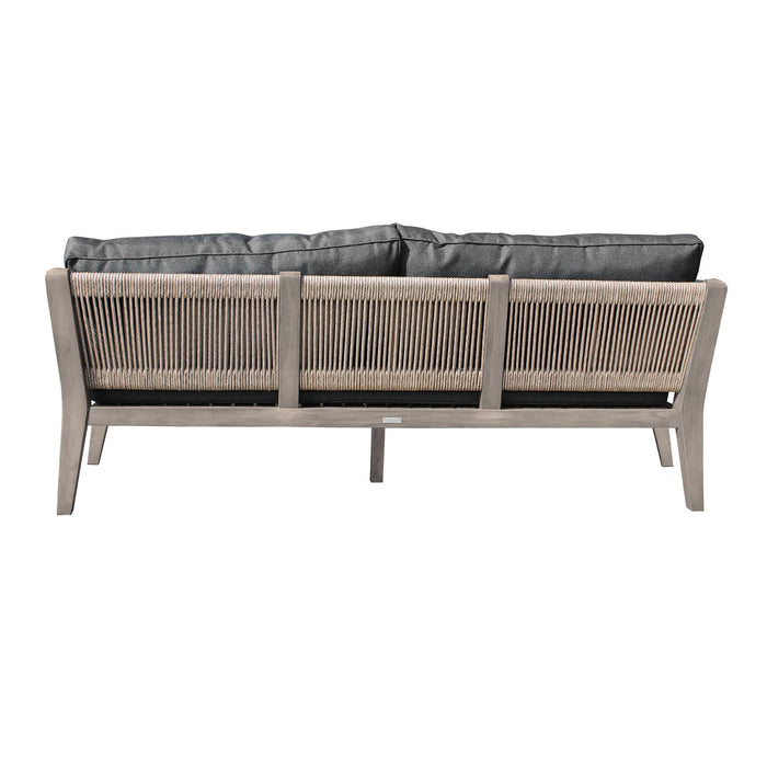 Condesa 4 Piece Outdoor Patio Furniture Set in Acacia Wood and Rope with Charcoal Cushions