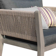 Condesa 4 Piece Outdoor Patio Furniture Set in Acacia Wood and Rope with Charcoal Cushions - Furniture City (CA)l