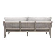 Condesa 4 Piece Outdoor Patio Furniture Set in Acacia Wood and Rope with Gray Cushions - Furniture City (CA)l