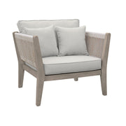 Condesa 4 Piece Outdoor Patio Furniture Set in Acacia Wood and Rope with Gray Cushions - Furniture City (CA)l
