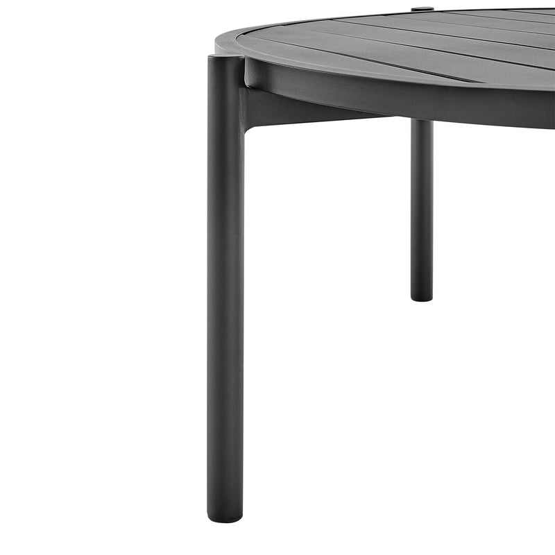 Crown and Clementine 3 Piece Outdoor Patio Swivel Seating Set in Black Aluminum with Teak Wood and Gray Cushions - Furniture City (CA)l