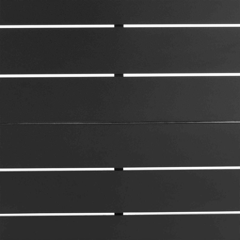 Crown and Clementine 3 Piece Outdoor Patio Swivel Seating Set in Black Aluminum with Teak Wood and Gray Cushions - Furniture City (CA)l