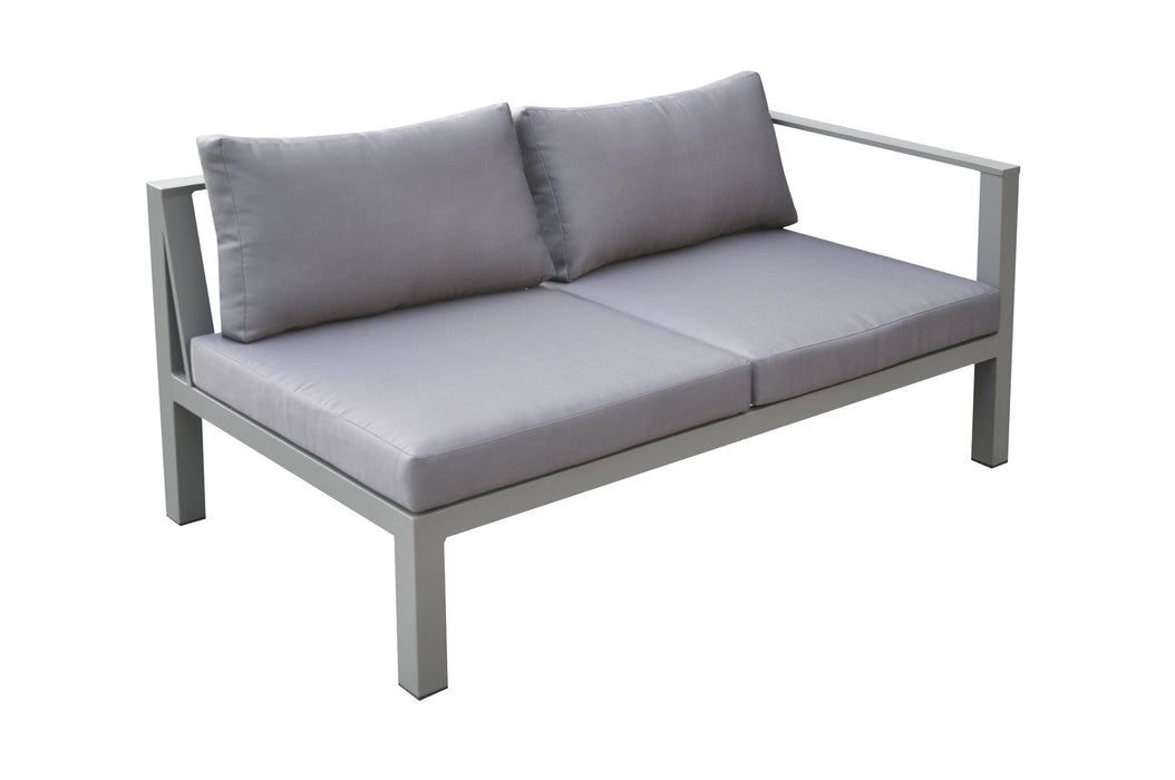 Cliff Outdoor Patio Aluminum Sectional in Gray Powder Coated Finish with Gray Fabric Cushions