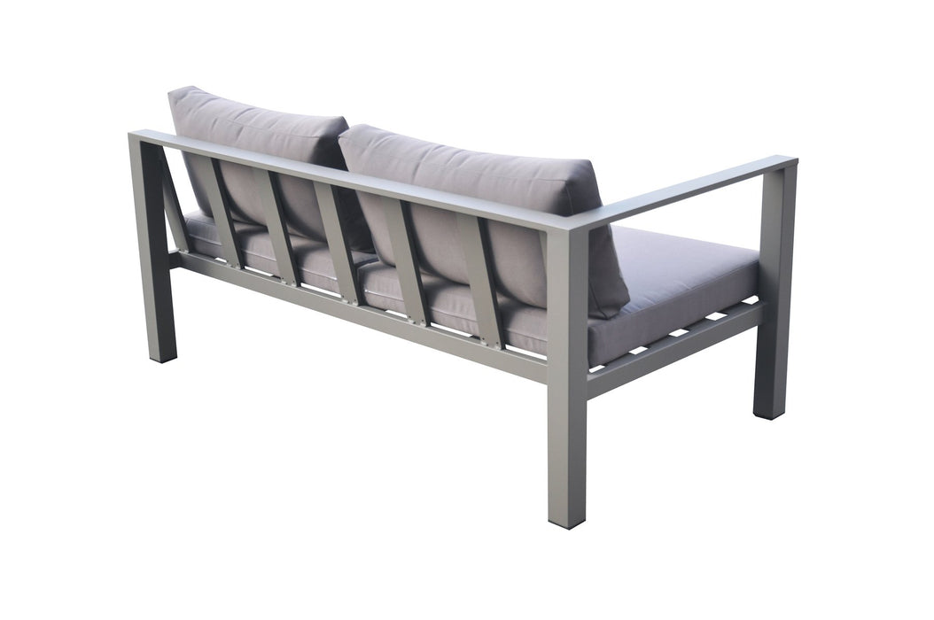 Cliff Outdoor Patio Aluminum Sectional in Gray Powder Coated Finish with Gray Fabric Cushions
