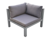 Cliff Outdoor Patio Aluminum Sectional in Gray Powder Coated Finish with Gray Fabric Cushions - Furniture City (CA)l