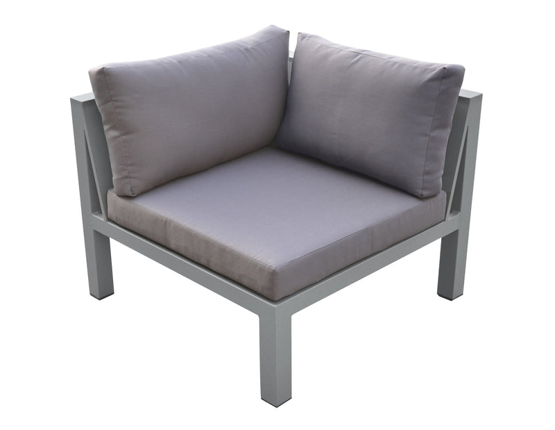 Cliff Outdoor Patio Aluminum Sectional in Gray Powder Coated Finish with Gray Fabric Cushions - Furniture City (CA)l