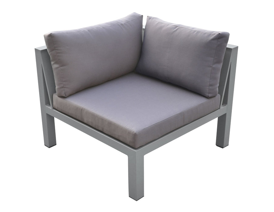 Cliff Outdoor Patio Aluminum Sectional in Gray Powder Coated Finish with Gray Fabric Cushions