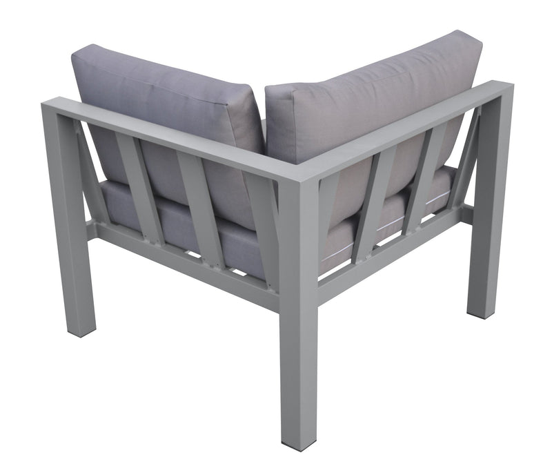 Cliff Outdoor Patio Aluminum Sectional in Gray Powder Coated Finish with Gray Fabric Cushions - Furniture City (CA)l