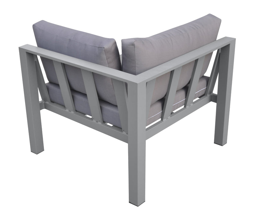 Cliff Outdoor Patio Aluminum Sectional in Gray Powder Coated Finish with Gray Fabric Cushions