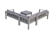 Cliff Outdoor Patio Aluminum Sectional in Gray Powder Coated Finish with Gray Fabric Cushions - Furniture City (CA)l