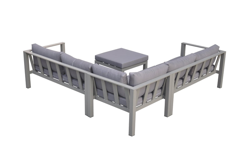 Cliff Outdoor Patio Aluminum Sectional in Gray Powder Coated Finish with Gray Fabric Cushions - Furniture City (CA)l