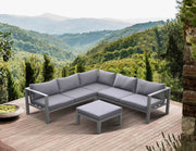 Cliff Outdoor Patio Aluminum Sectional in Gray Powder Coated Finish with Gray Fabric Cushions - Furniture City (CA)l