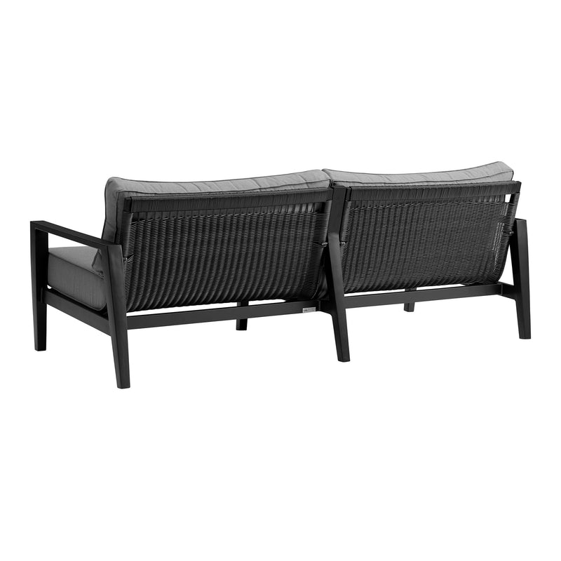 Cayman 4 Piece Black Aluminum Outdoor Seating Set with Dark Gray Cushions - Furniture City (CA)l
