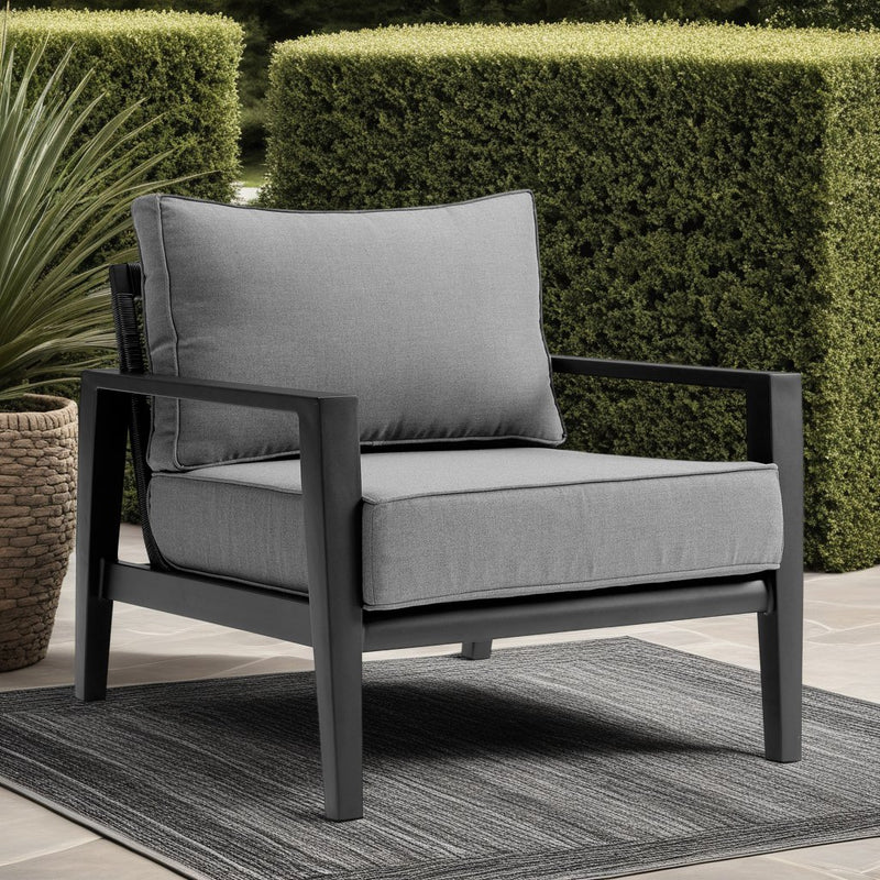 Cayman Aluminum Outdoor Chair in Black and Dark Gray - Furniture City (CA)l