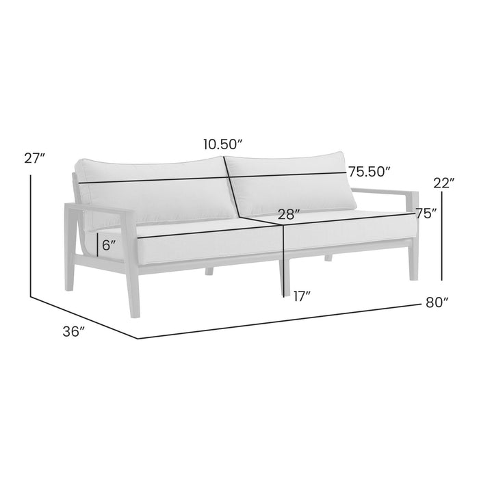 Cayman Aluminum Outdoor Sofa in Black and Dark Gray