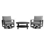 Cayman 3 Piece Black Aluminum Outdoor Seating Set with Dark Gray Cushions - Furniture City (CA)l