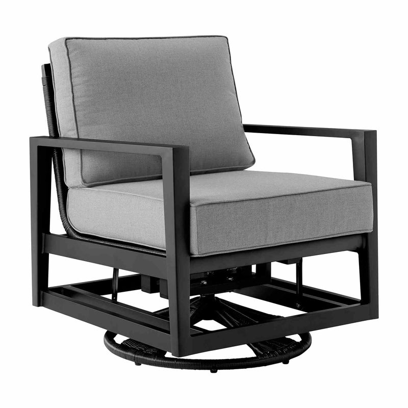 Cayman 3 Piece Black Aluminum Outdoor Seating Set with Dark Gray Cushions - Furniture City (CA)l