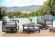 Cayman 3 Piece Black Aluminum Outdoor Seating Set with Dark Gray Cushions - Furniture City (CA)l