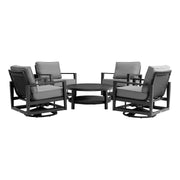 Cayman 5 Piece Black Aluminum Outdoor Seating Set with Dark Gray Cushions - Furniture City (CA)l