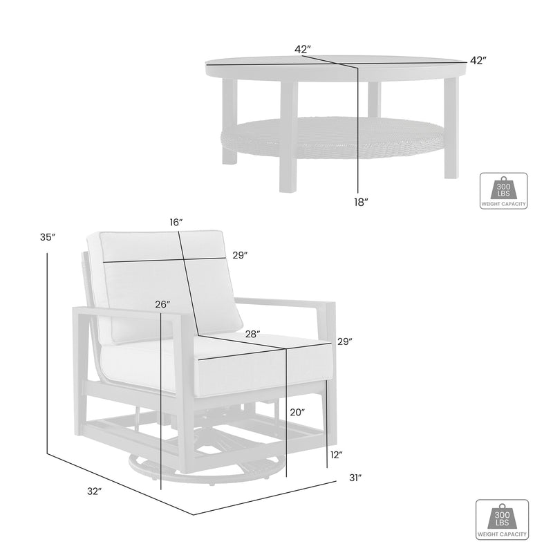 Cayman 5 Piece Black Aluminum Outdoor Seating Set with Dark Gray Cushions - Furniture City (CA)l