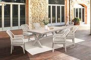 Costa 7-Piece Patio Outdoor Dining Set with Arm Chairs in Gray Acacia Wood and Rope - Furniture City (CA)l