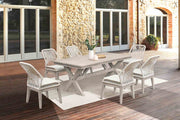 Costa Outdoor Patio 7-Piece Dining Table Set with Side Chairs in Gray Acacia Wood and Rope - Furniture City (CA)l