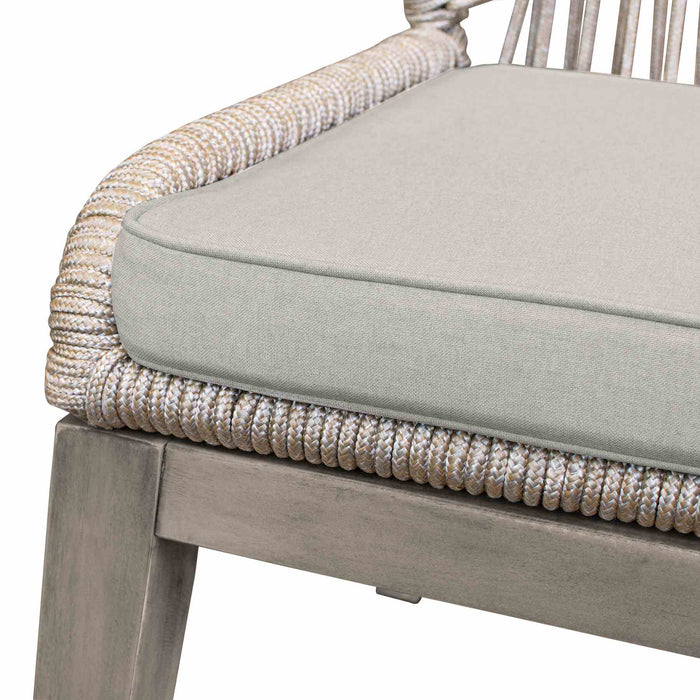 Costa Outdoor Patio 7-Piece Dining Table Set with Side Chairs in Gray Acacia Wood and Rope