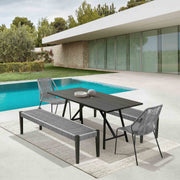 Frinton Clip and Rhett 5 Piece Outdoor Dining Set in Dark Eucalyptus with Gray Rope - Furniture City (CA)l