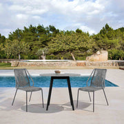 Kylie and Clip 3 Piece Outdoor Patio 36" Dining Set in Black Eucalyptus Wood and Gray Rope - Furniture City (CA)l