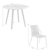 Kylie and Clip 3 Piece Outdoor Patio 36" Dining Set in Black Eucalyptus Wood and Black Rope - Furniture City (CA)l