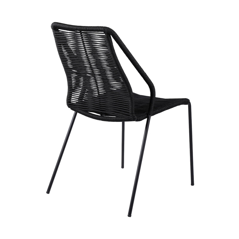 Kylie and Clip 3 Piece Outdoor Patio 36" Dining Set in Black Eucalyptus Wood and Black Rope - Furniture City (CA)l