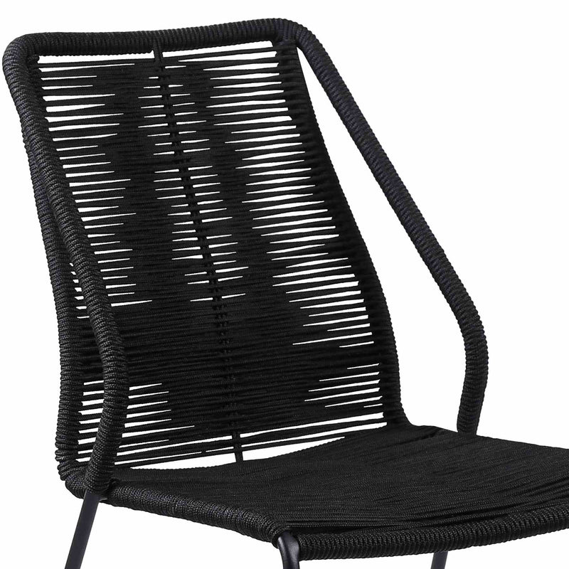 Kylie and Clip 3 Piece Outdoor Patio 36" Dining Set in Black Eucalyptus Wood and Black Rope - Furniture City (CA)l