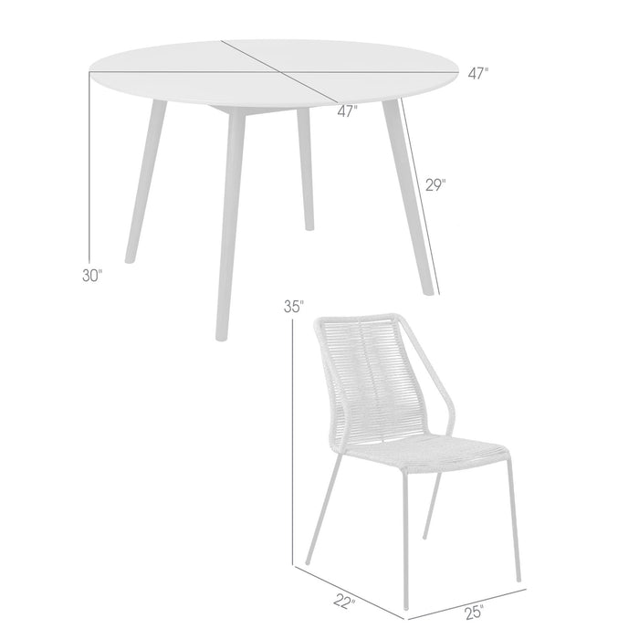 Kylie and Clip Outdoor Patio 5 Piece Dining Set in Black Rope with Black Eucalyptus Wood