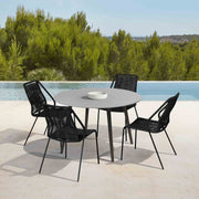 Kylie and Clip Outdoor Patio 5 Piece Dining Set in Black Rope with Black Eucalyptus Wood - Furniture City (CA)l