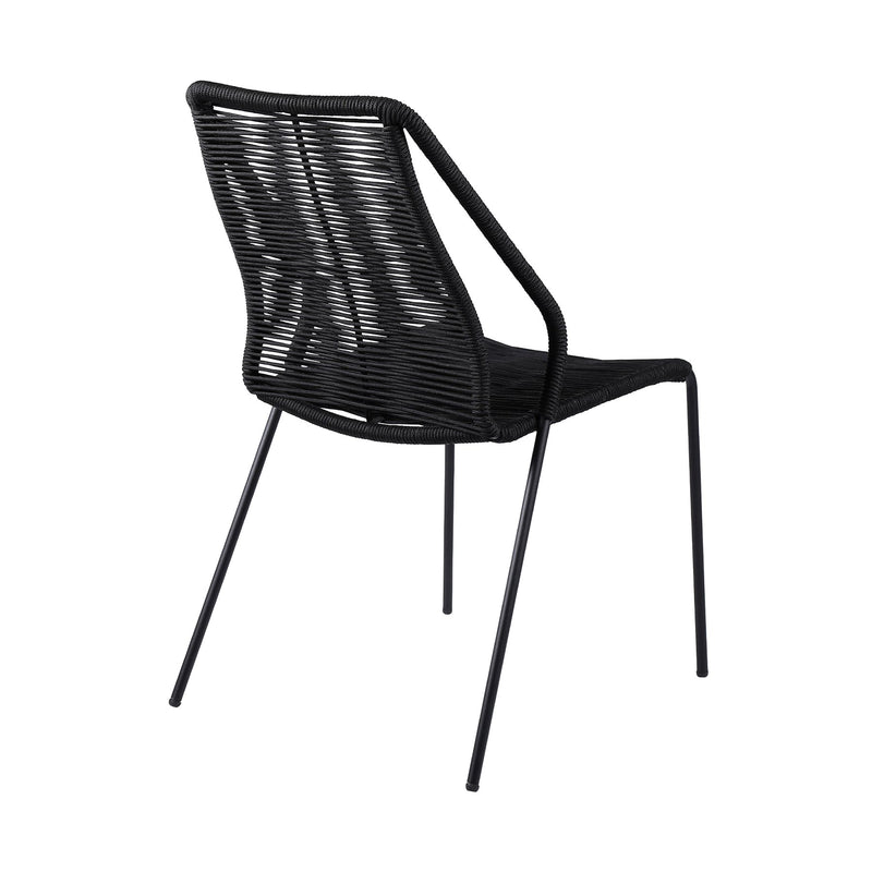 Kylie and Clip Outdoor Patio 5 Piece Dining Set in Black Rope with Black Eucalyptus Wood - Furniture City (CA)l