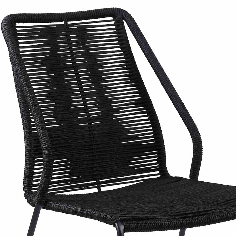 Kylie and Clip Outdoor Patio 5 Piece Dining Set in Black Rope with Black Eucalyptus Wood - Furniture City (CA)l