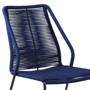 Kylie and Clip Outdoor Patio 5 Piece Dining Set in Blue Rope with Black Eucalyptus Wood - Furniture City (CA)l