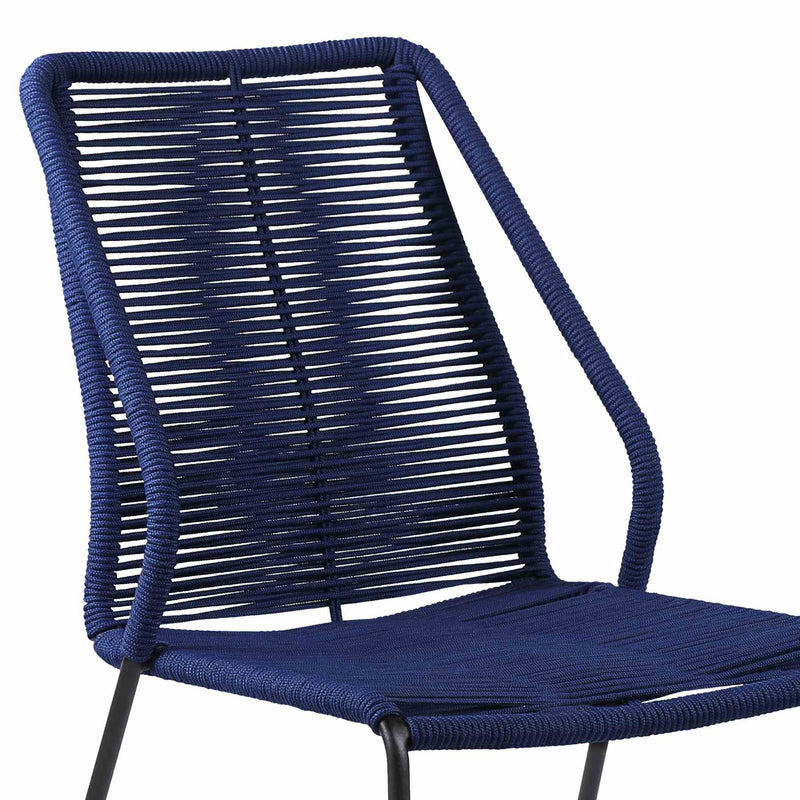 Kylie and Clip Outdoor Patio 5 Piece Dining Set in Blue Rope with Black Eucalyptus Wood - Furniture City (CA)l