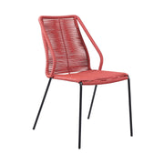 Kylie and Clip Outdoor Patio 5 Piece Dining Set in Brick Red Rope with Black Eucalyptus Wood - Furniture City (CA)l