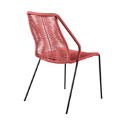 Kylie and Clip Outdoor Patio 5 Piece Dining Set in Brick Red Rope with Black Eucalyptus Wood - Furniture City (CA)l