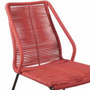 Kylie and Clip Outdoor Patio 5 Piece Dining Set in Brick Red Rope with Black Eucalyptus Wood - Furniture City (CA)l