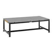 Crown 4 Piece Black Aluminum and Teak Outdoor Seating Set with Dark Gray Cushions - Furniture City (CA)l