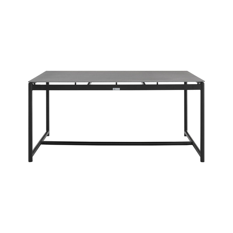 Crown 5 Piece Black Aluminum and Teak Outdoor Dining Set with Dark Gray Fabric - Furniture City (CA)l