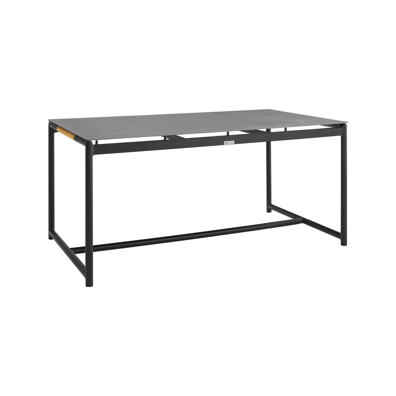 Crown 7 Piece Black Aluminum and Teak Outdoor Dining Set with Dark Gray Fabric - Furniture City (CA)l
