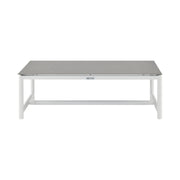 Crown 4 Piece White Aluminum and Teak Outdoor Seating Set with Light Gray Cushions - Furniture City (CA)l