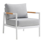 Crown Aluminum and Teak Wood Outdoor Chair in White and Gray - Furniture City (CA)l