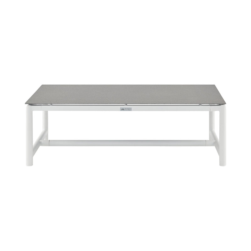 Crown Aluminum and Teak Wood Outdoor Coffee Table in White and Gray - Furniture City (CA)l